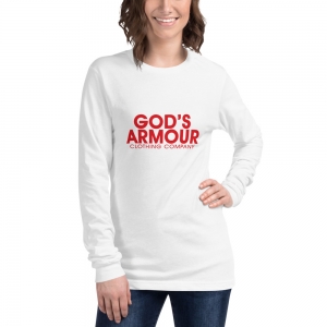 Women’s Lords Prayer Christian Long-Sleeve T-Shirt Red Logo Front